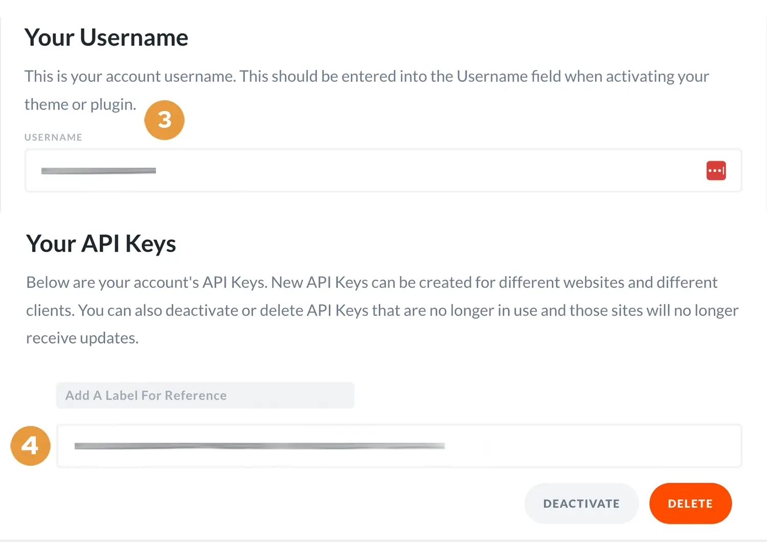 Divi username & API key