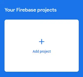 Firebase console add project button