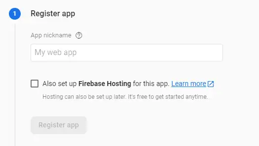 Firebase console platform name